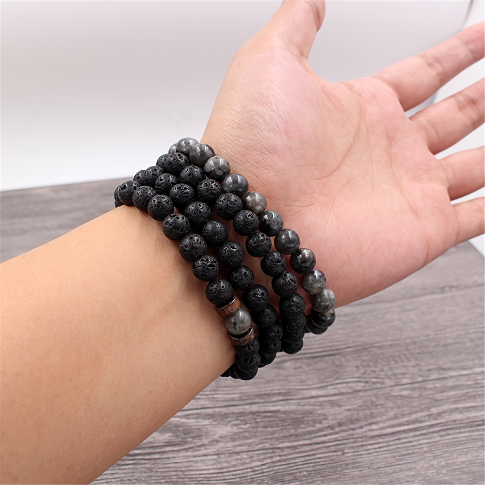 Men's 4pcs Versatile Punk Style Natural Stone Beaded Bracelet Set